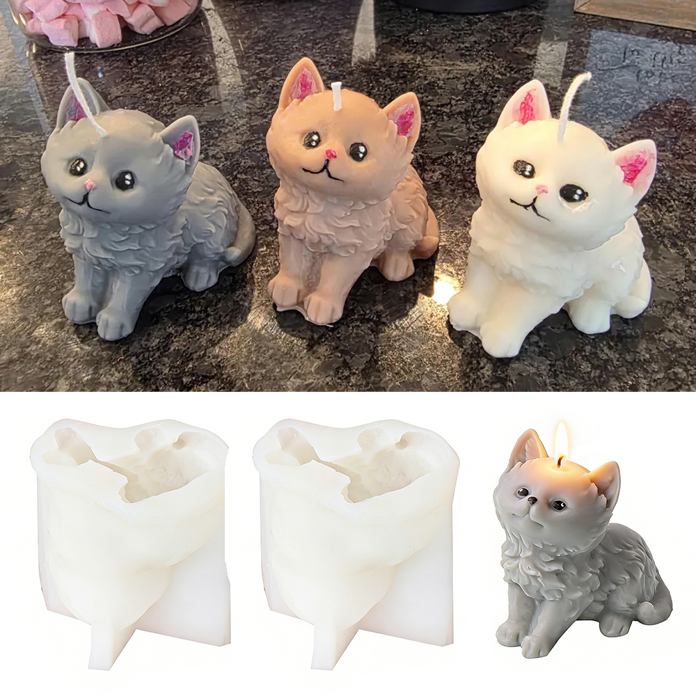 Candle Making Jelly - 3D Cute Cat Silicone Candle Mold
