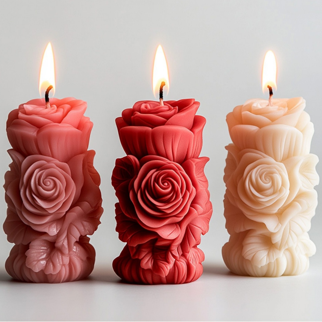 3D Rose Flower Shaped Candle S - Candle Making Jelly ulasan dan harga