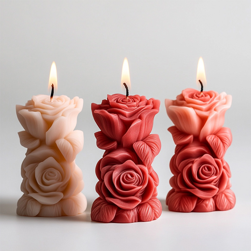 3D Rose Flower Shaped Candle S - Candle Making Jelly ulasan dan harga